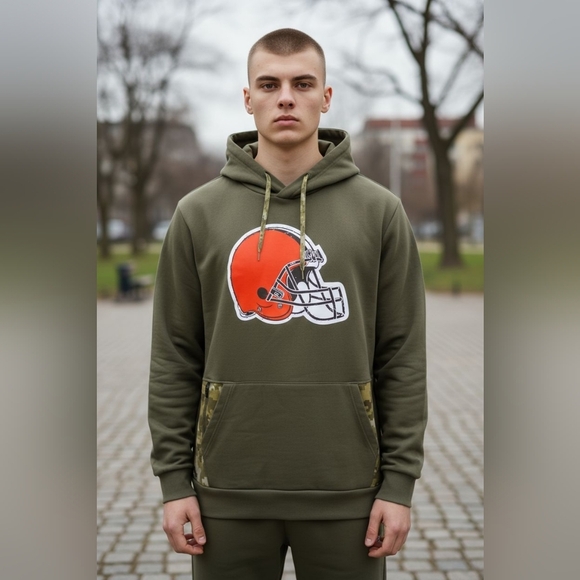Nike Cleveland Browns NFL On Field Camo Men's Size XL Hoodie Therma Fit Football - Picture 1 of 13